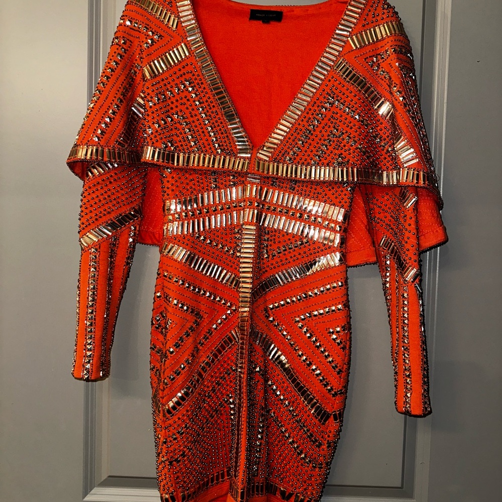 Missguided Orange embellished Bodycon Dress